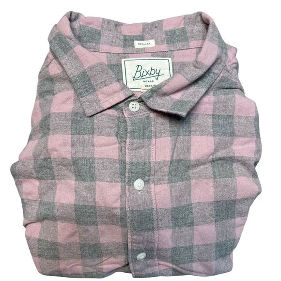 Bixby Nomad Plaid Button-Up Shirt Pink Gray Men's Size XL - Picture 4 of 4